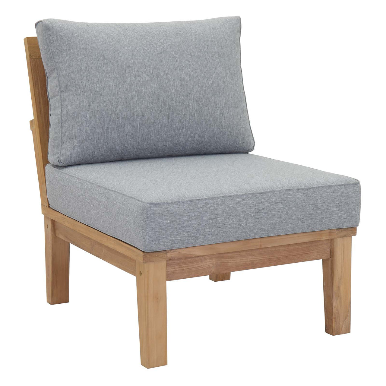 Marina 7 Piece Outdoor Patio Teak Set, Natural Wood & Gray