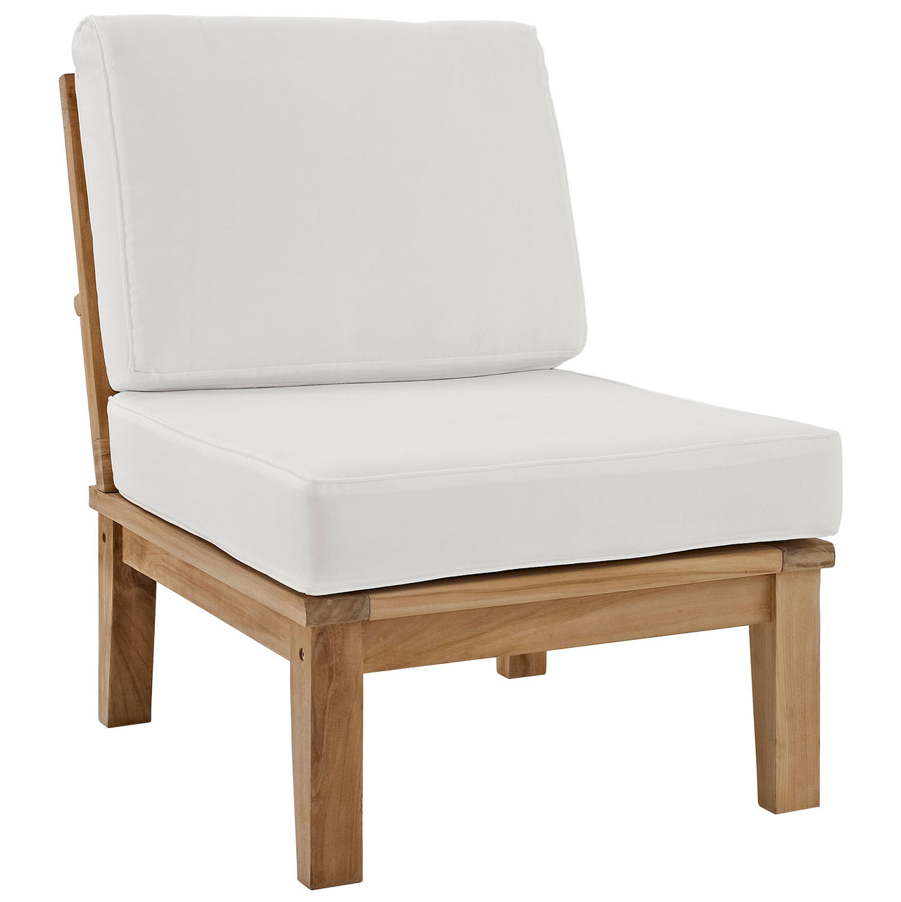 Marina 7 Piece Outdoor Patio Teak Set, Natural Wood & White