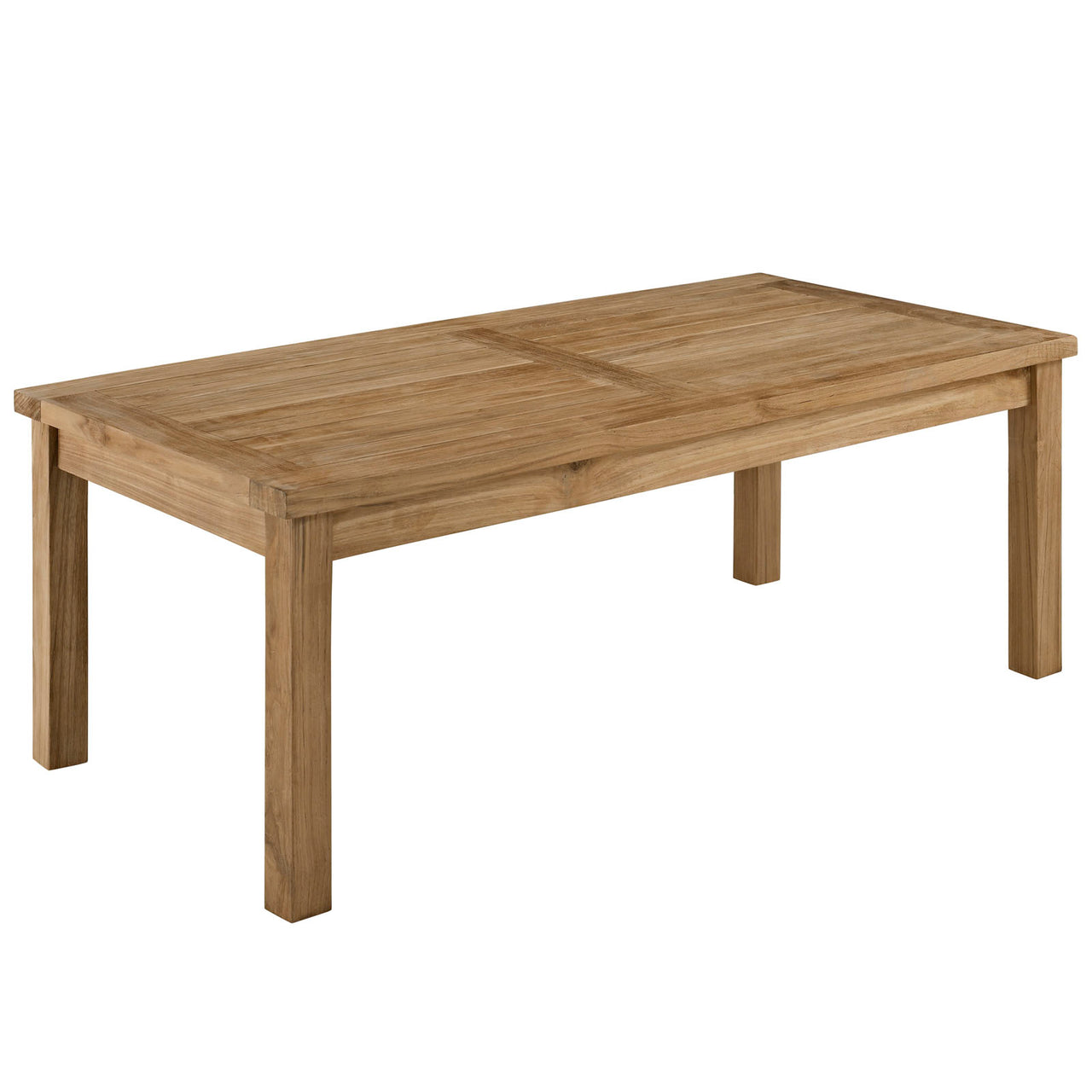 Marina 7 Piece Outdoor Patio Teak Set, Natural Wood & White