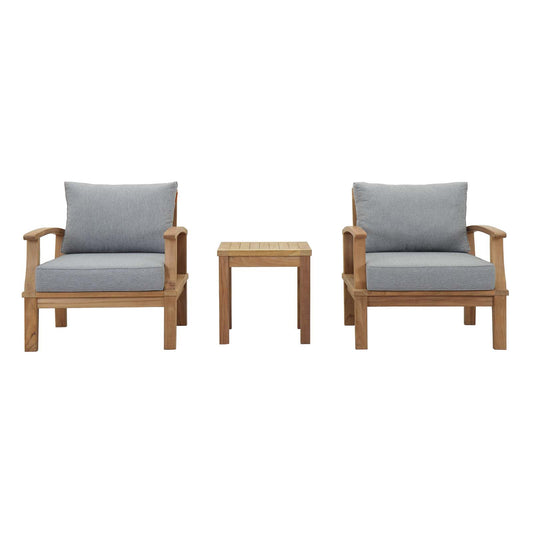 Shorehaven 3-Piece Alfresco Lounging Set, Natural Wood & Gray