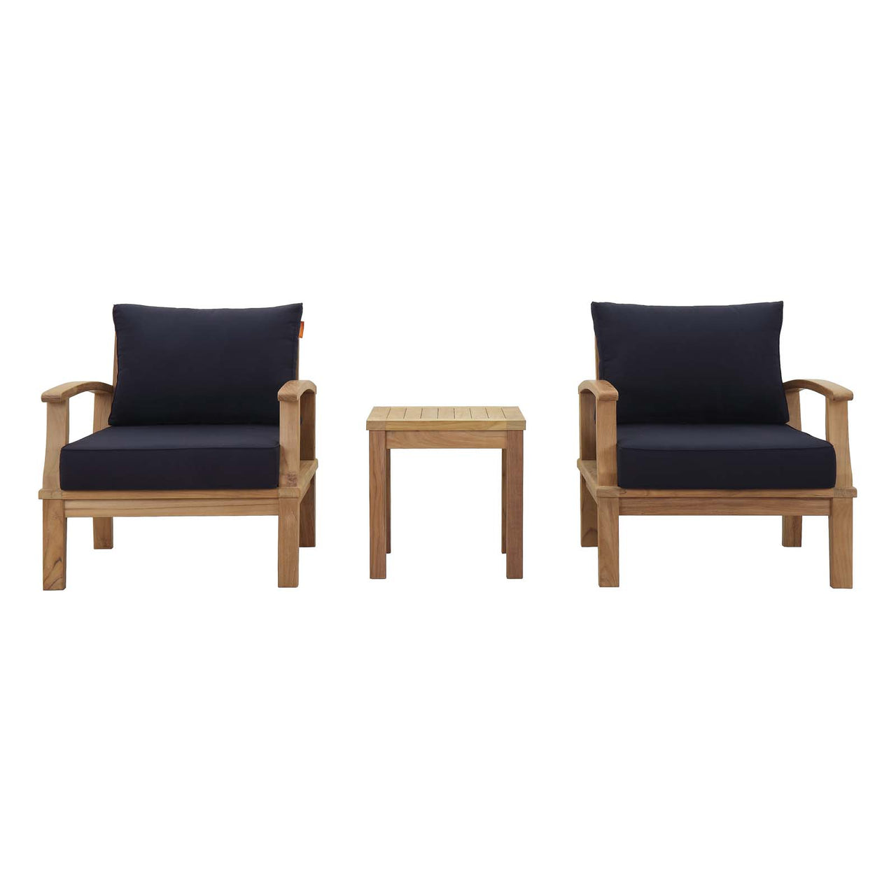 Shorehaven 3-Piece Alfresco Lounging Set, Natural Wood & Navy