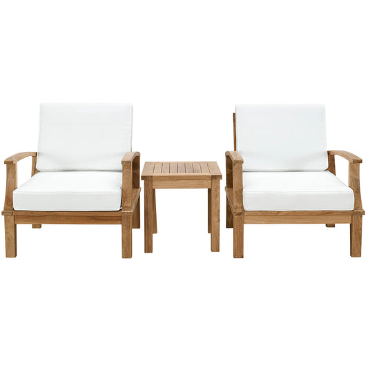Shorehaven 3-Piece Alfresco Lounging Set, Natural Wood & White