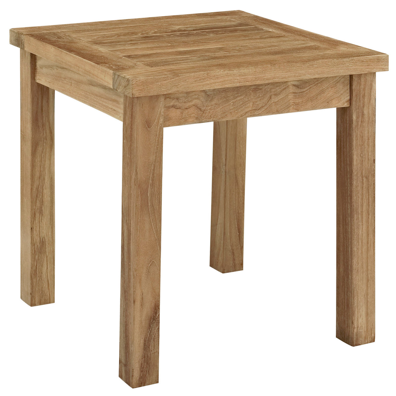 Marina 3 Piece Outdoor Patio Teak Set, Natural Wood & White