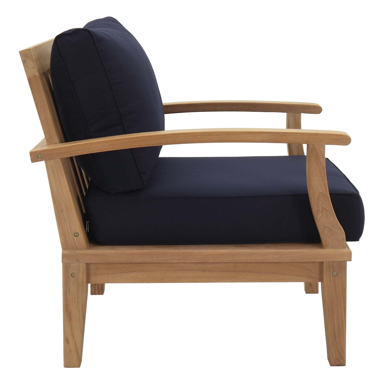 Marina 9 Piece Outdoor Patio Teak Set, Natural Wood & Navy