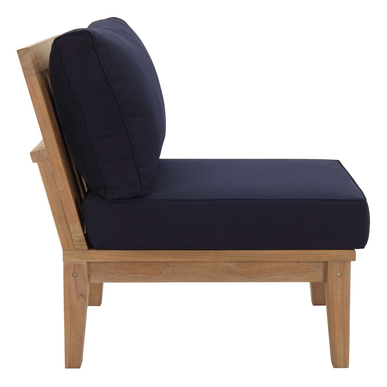 Marina 9 Piece Outdoor Patio Teak Set, Natural Wood & Navy