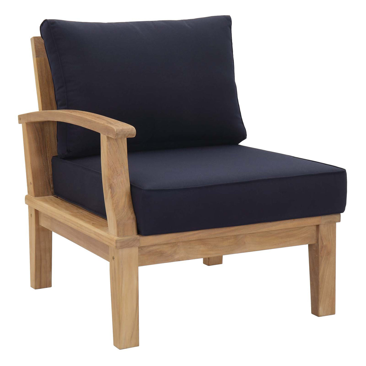 Marina 9 Piece Outdoor Patio Teak Set, Natural Wood & Navy