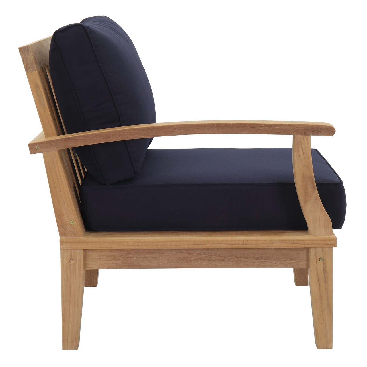 Marina 9 Piece Outdoor Patio Teak Set, Natural Wood & Navy