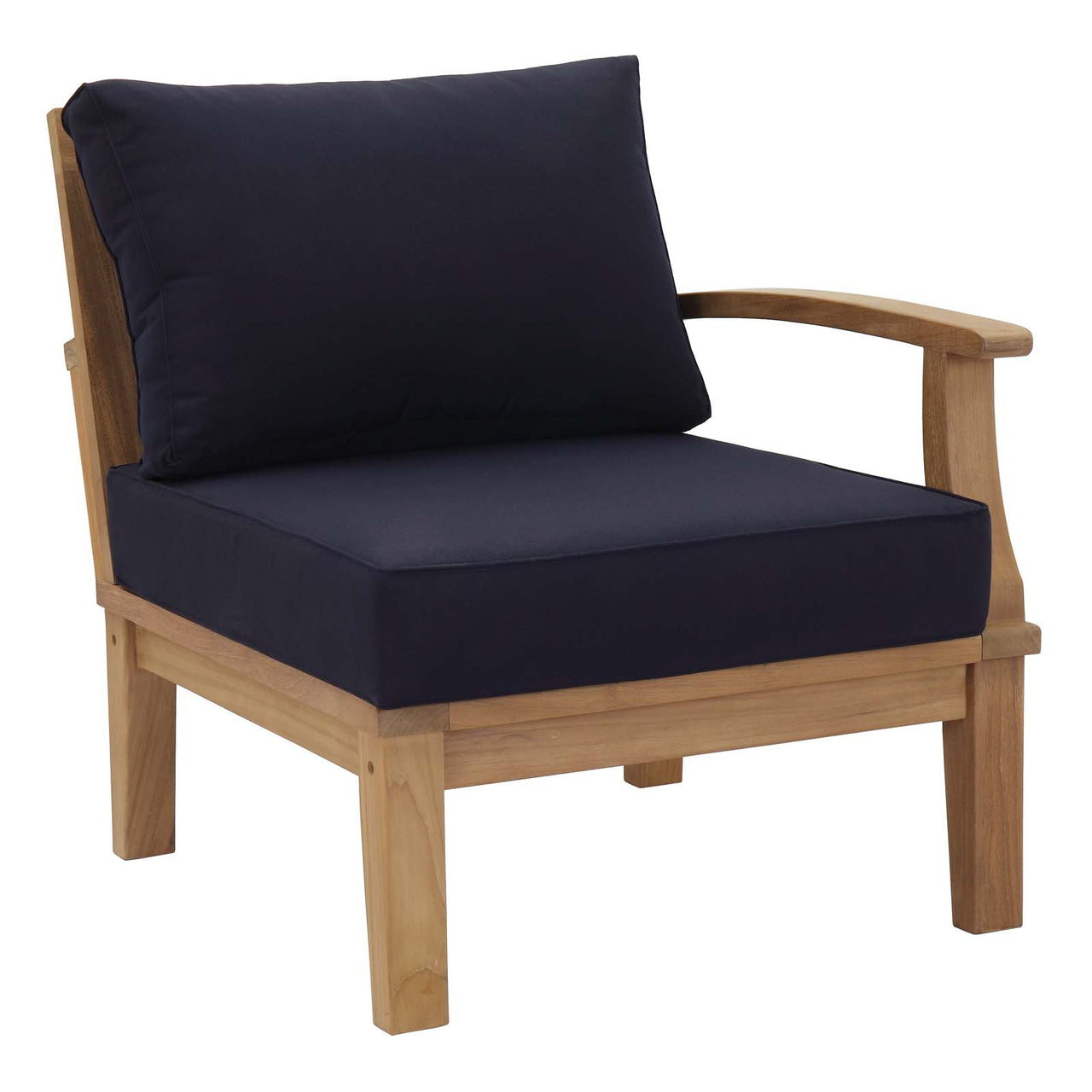 Marina 9 Piece Outdoor Patio Teak Set, Natural Wood & Navy