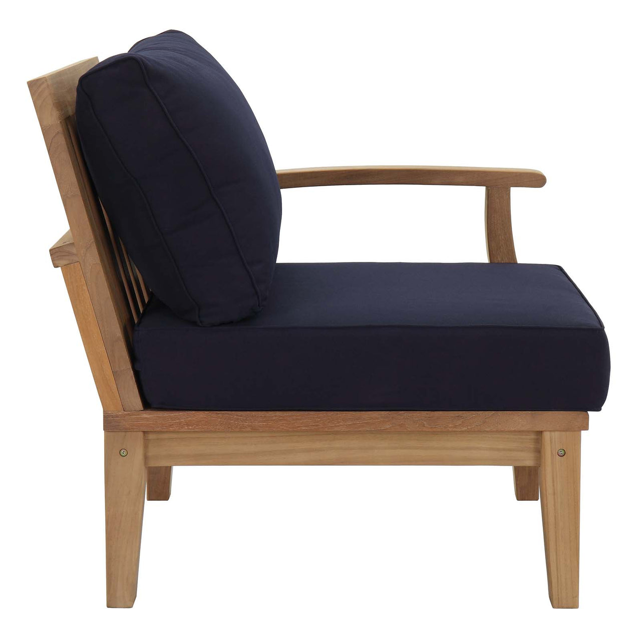 Marina 9 Piece Outdoor Patio Teak Set, Natural Wood & Navy