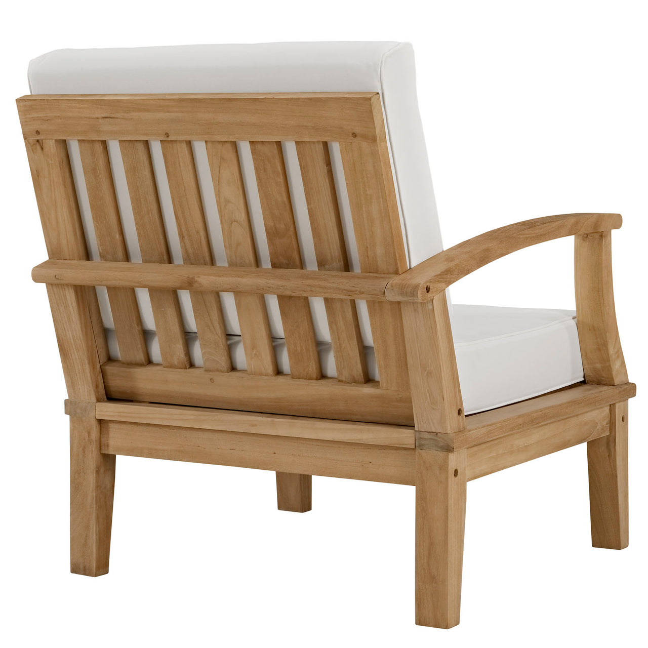 Marina 10 Piece Outdoor Patio Teak Set, Natural Wood & White