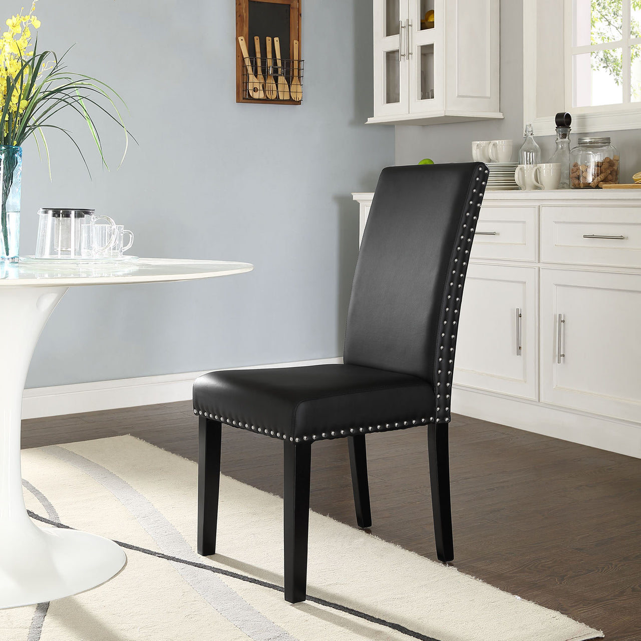 Parcel Dining Faux Leather Side Chair, Black