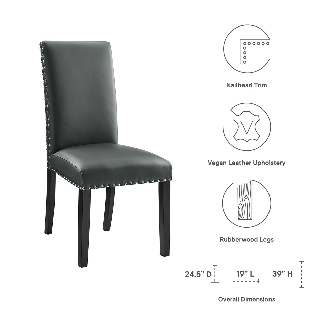 Minimalista Eco-Leather Side Chair, Gray