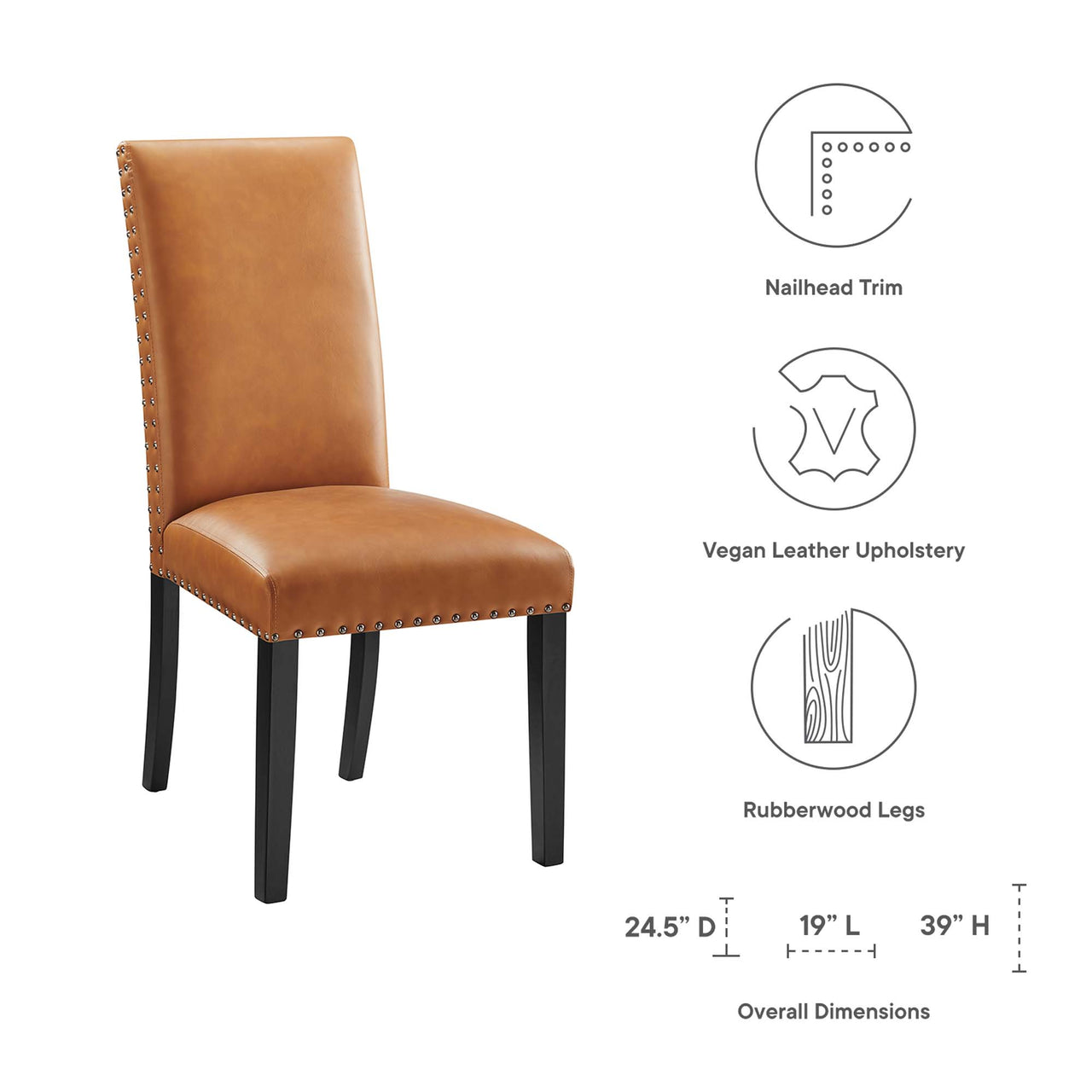 Minimalista Eco-Leather Side Chair, Tan