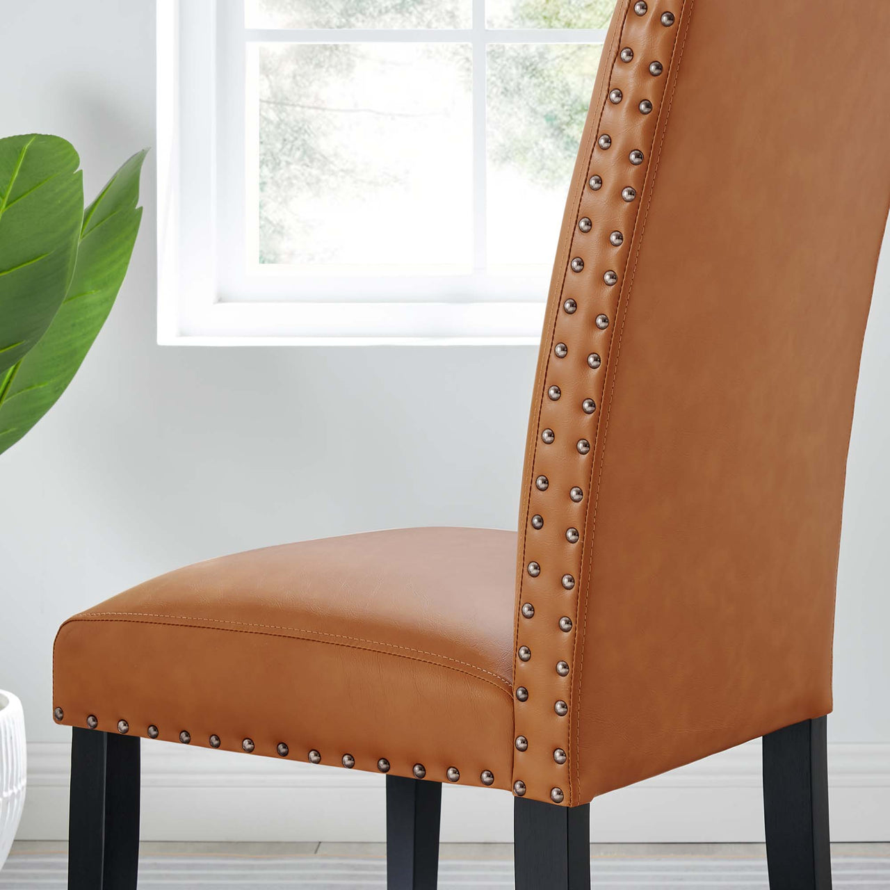 Minimalista Eco-Leather Side Chair, Tan