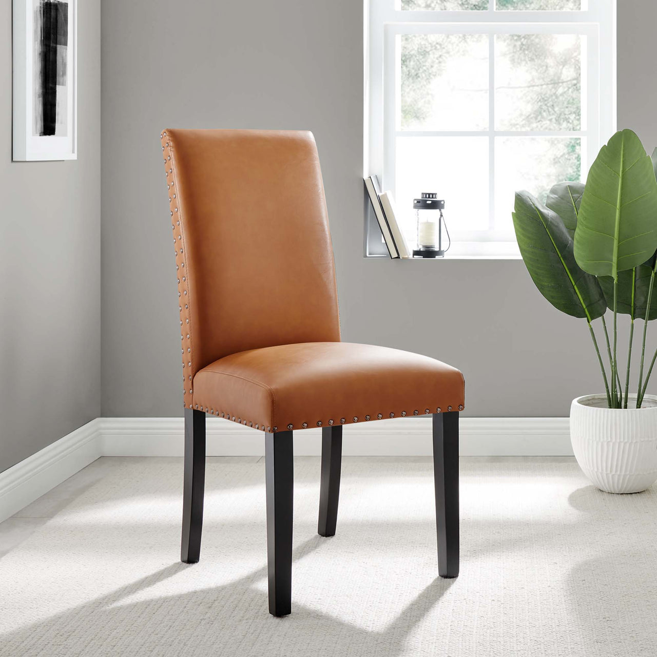 Minimalista Eco-Leather Side Chair, Tan