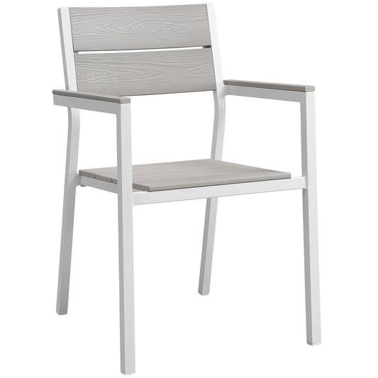 Seaboard Dining Alfresco Armchair, White & Light Gray