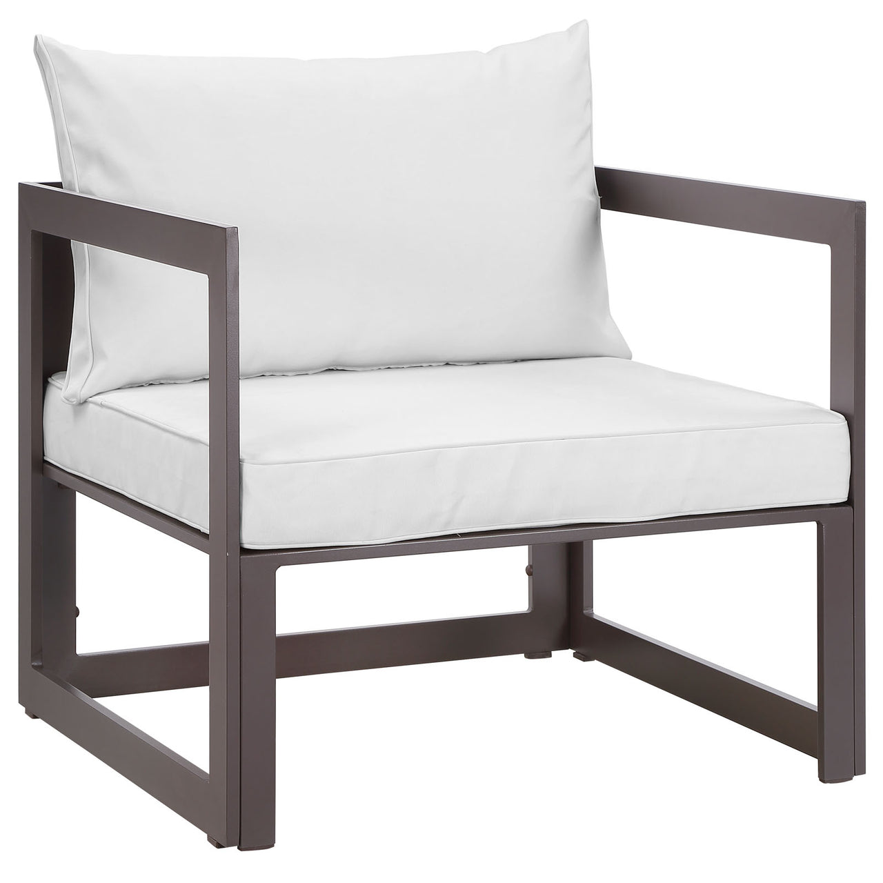 Fortuna Outdoor Patio Armchair, Brown & White