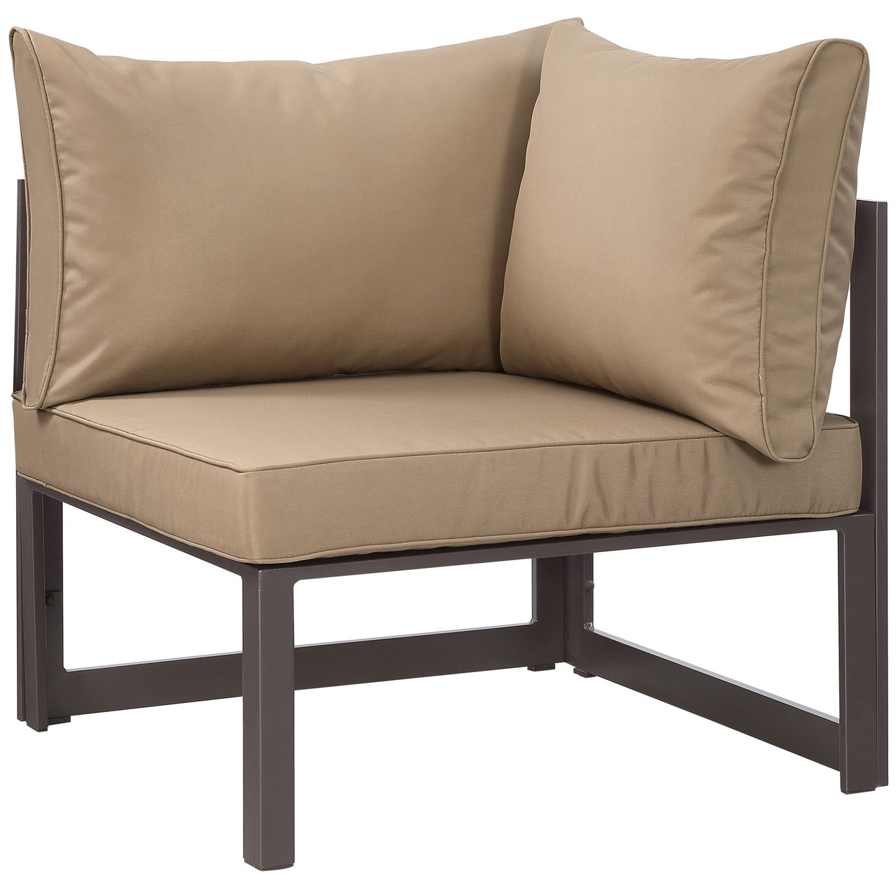 Treasure Alfresco Corner Armchair | Outdoor Modular Sectional Component, Brown & Mocha