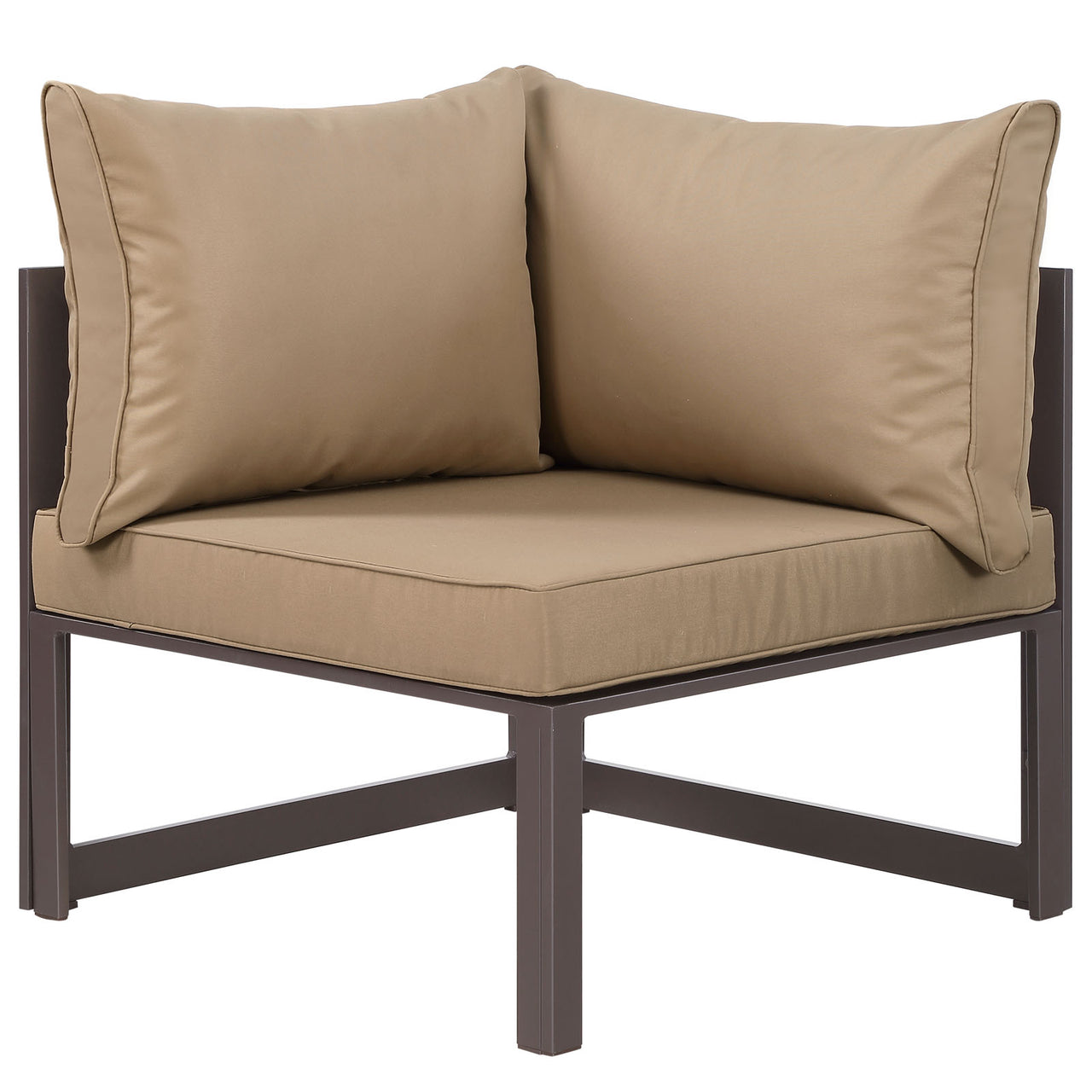 Treasure Alfresco Corner Armchair | Outdoor Modular Sectional Component, Brown & Mocha