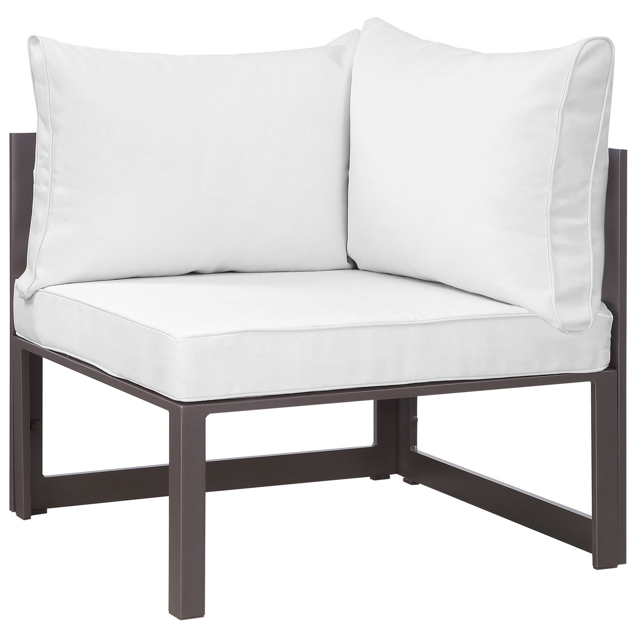 Treasure Alfresco Corner Armchair | Outdoor Modular Sectional Component, Brown & White