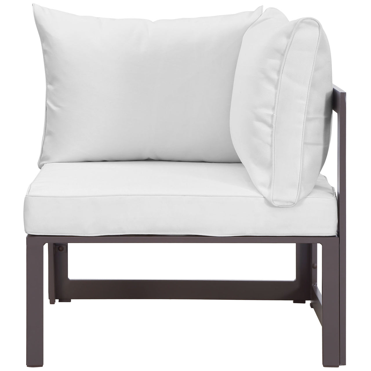 Treasure Alfresco Corner Armchair | Outdoor Modular Sectional Component, Brown & White