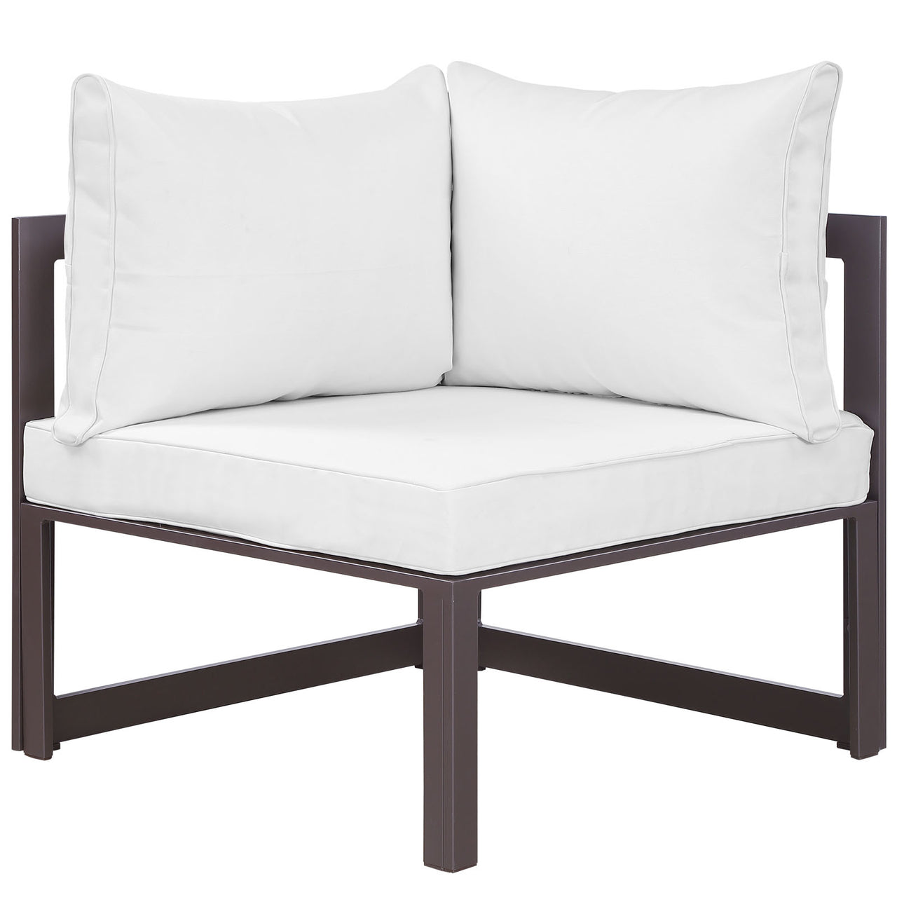 Treasure Alfresco Corner Armchair | Outdoor Modular Sectional Component, Brown & White