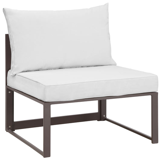 Treasure Alfresco Armless Chair | Outdoor Modular Sectional Component, Brown & White