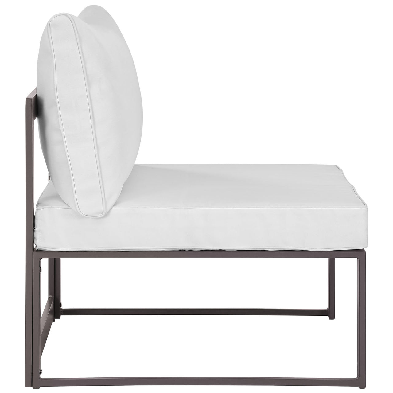 Treasure Alfresco Armless Chair | Outdoor Modular Sectional Component, Brown & White