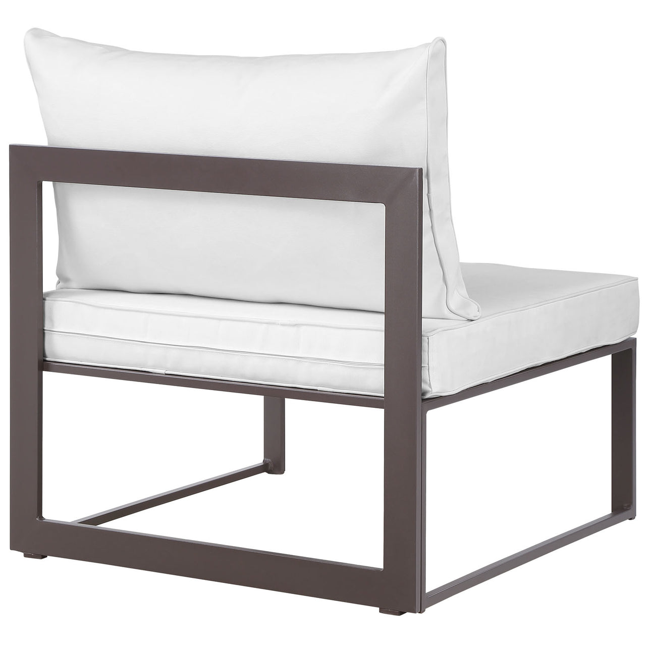 Treasure Alfresco Armless Chair | Outdoor Modular Sectional Component, Brown & White