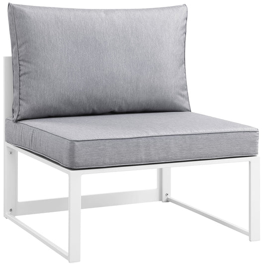 Treasure Alfresco Armless Chair | Outdoor Modular Sectional Component, White & Gray
