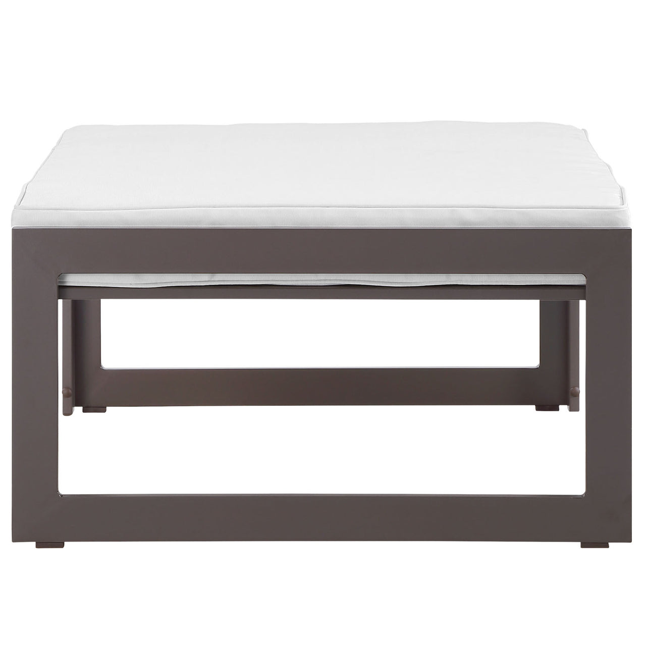 Fortuna Outdoor Patio Ottoman | Outdoor Modular Sectional Component, Brown & White