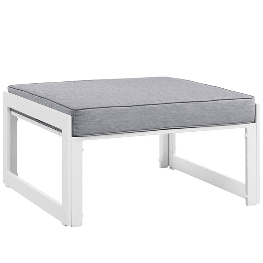 Treasure Alfresco Ottoman | Outdoor Modular Sectional Component, White & Gray