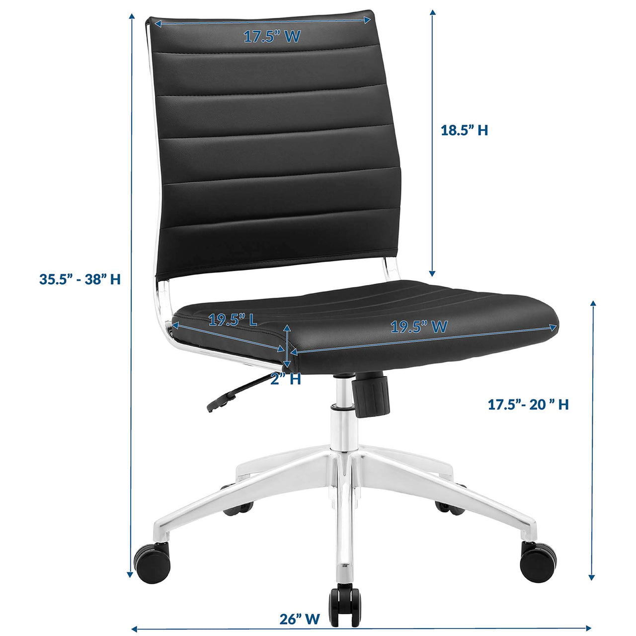 Jive Armless Mid Back Office Chair, Black