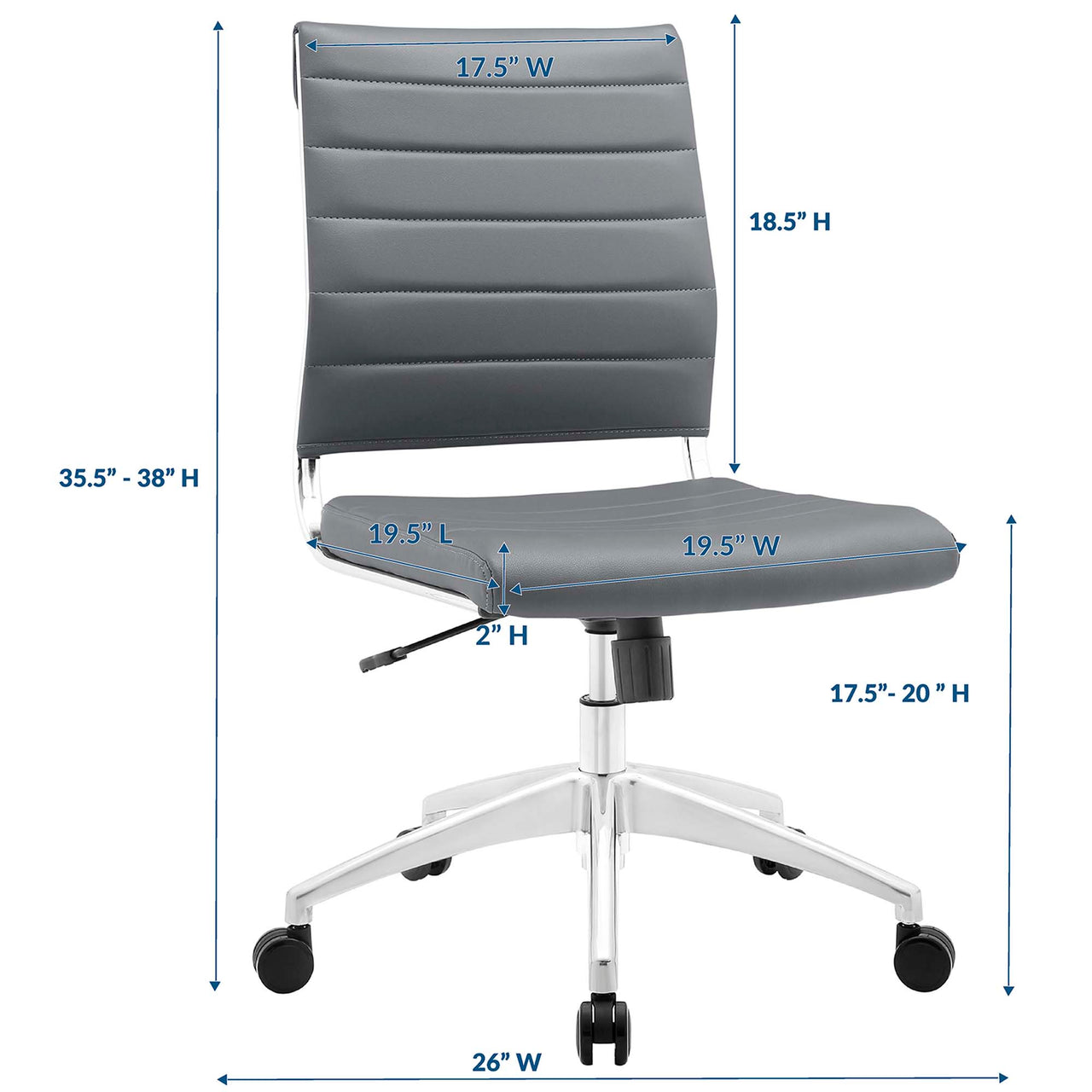 Office Flex Armless Mid Back Office Chair, Gray