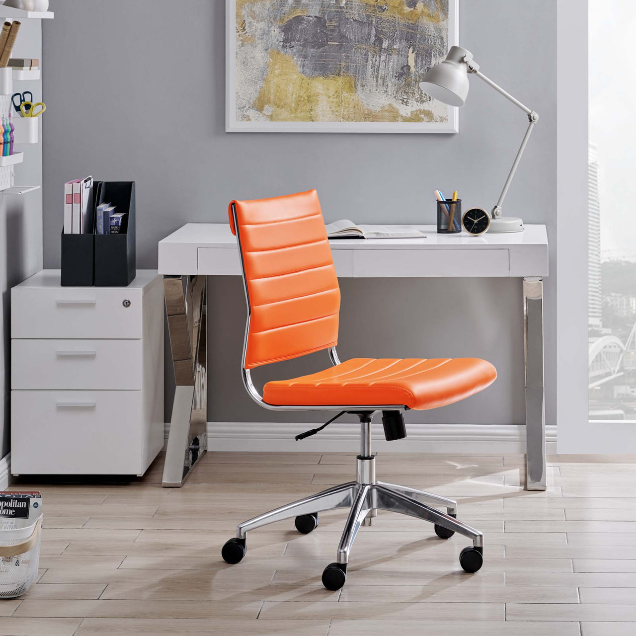Jive Armless Mid Back Office Chair, Orange