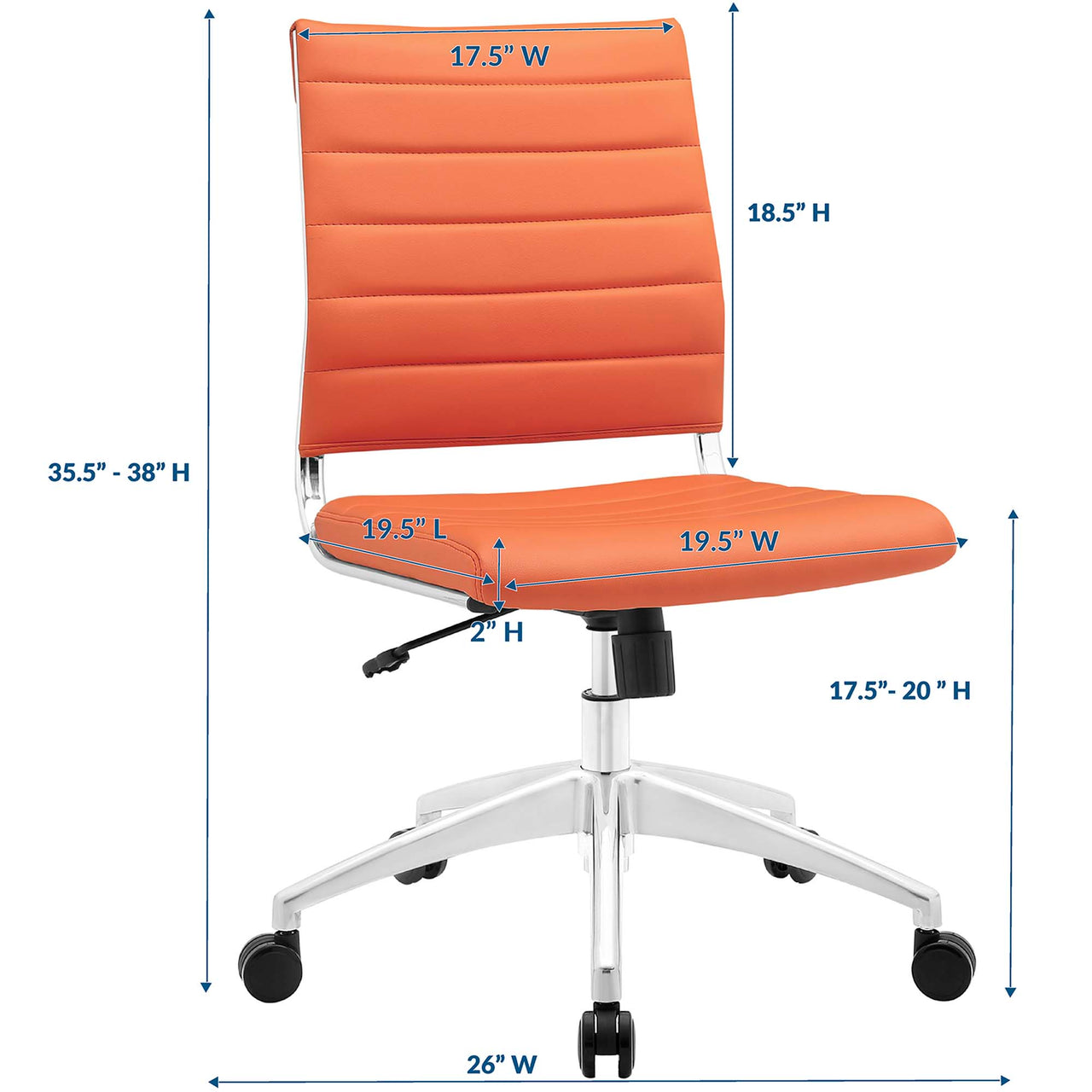 Jive Armless Mid Back Office Chair, Orange
