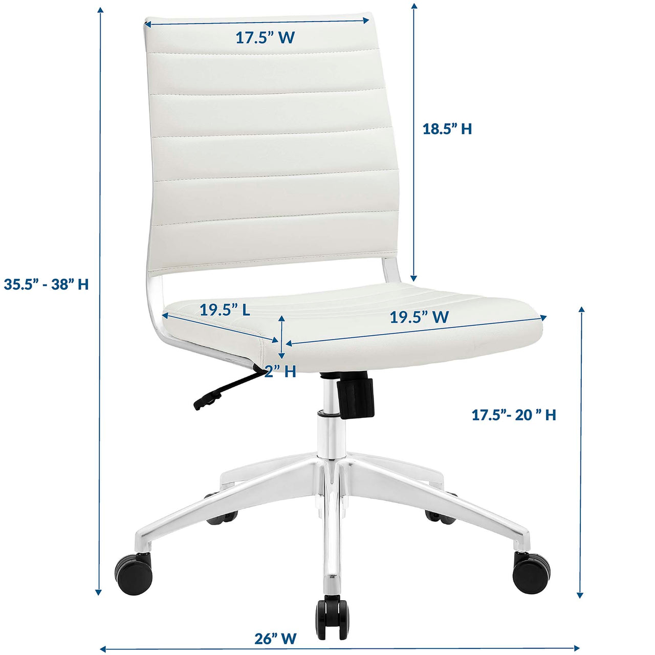 Office Flex Armless Mid Back Office Chair, White