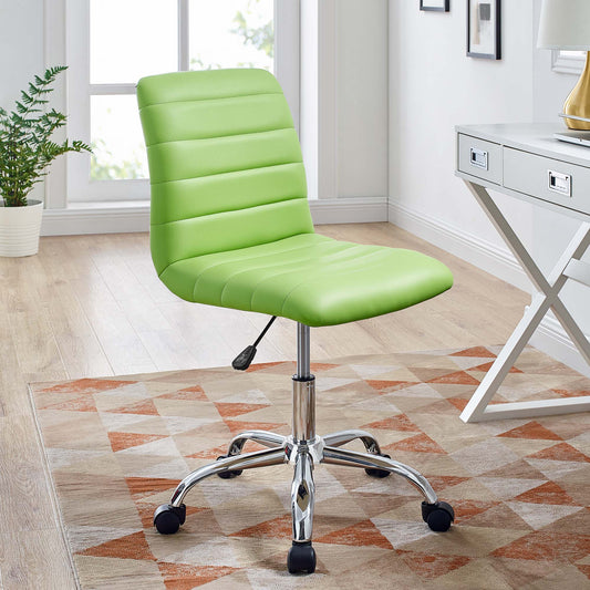 Drift Armless Mid Back Eco-Leather Office Chair, Bright Green