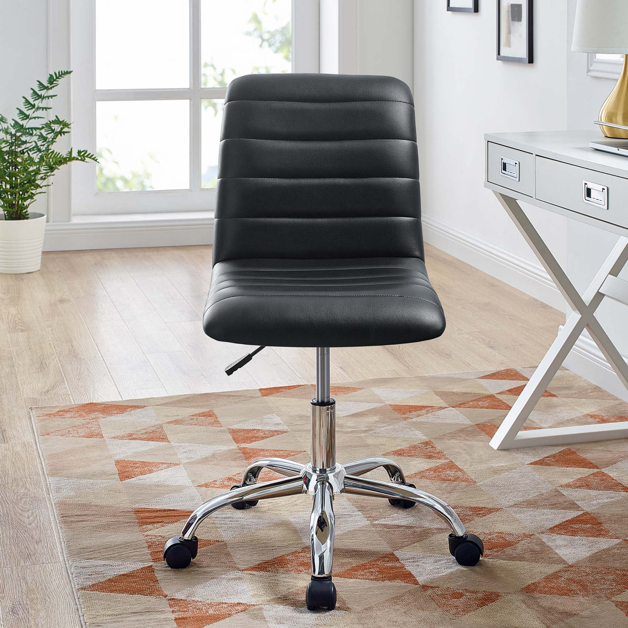 Drift Armless Mid Back Eco-Leather Office Chair, Black