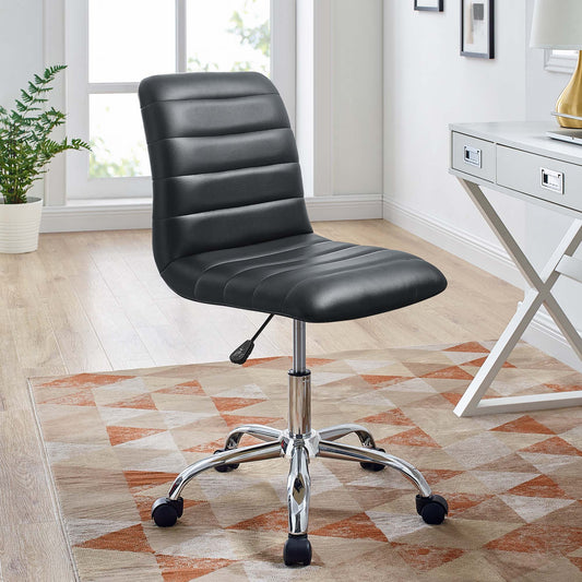 Drift Armless Mid Back Eco-Leather Office Chair, Black