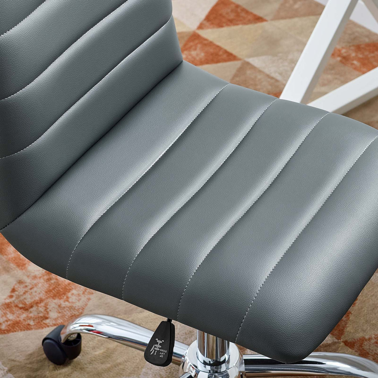 Drift Armless Mid Back Eco-Leather Office Chair, Gray