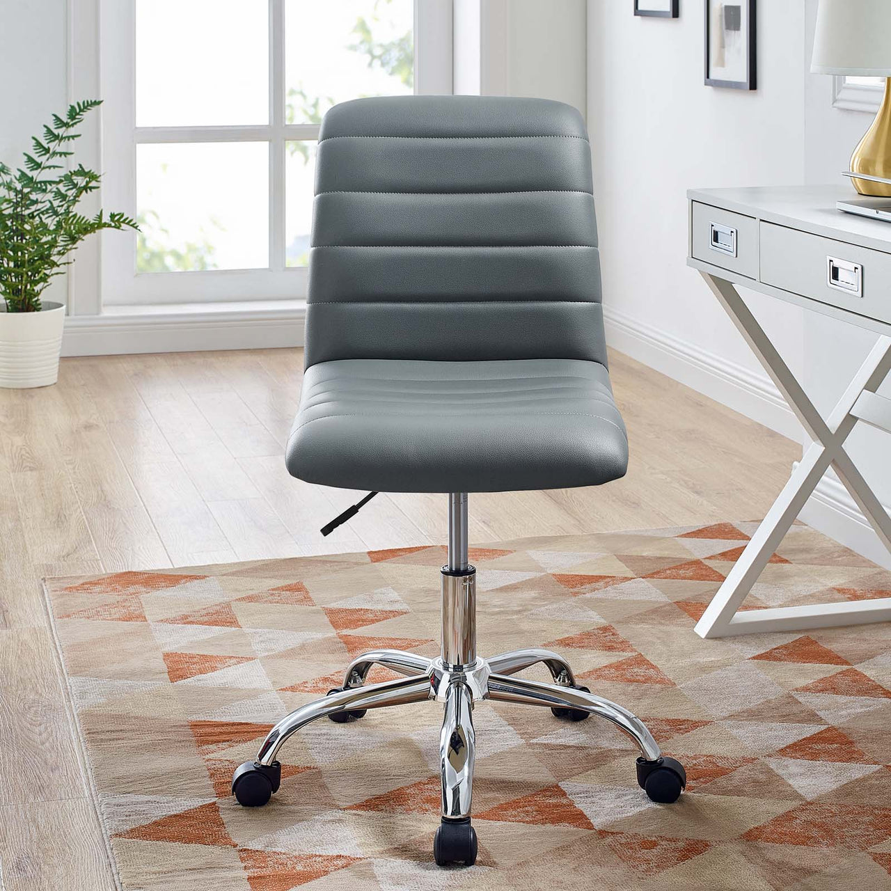 Drift Armless Mid Back Eco-Leather Office Chair, Gray