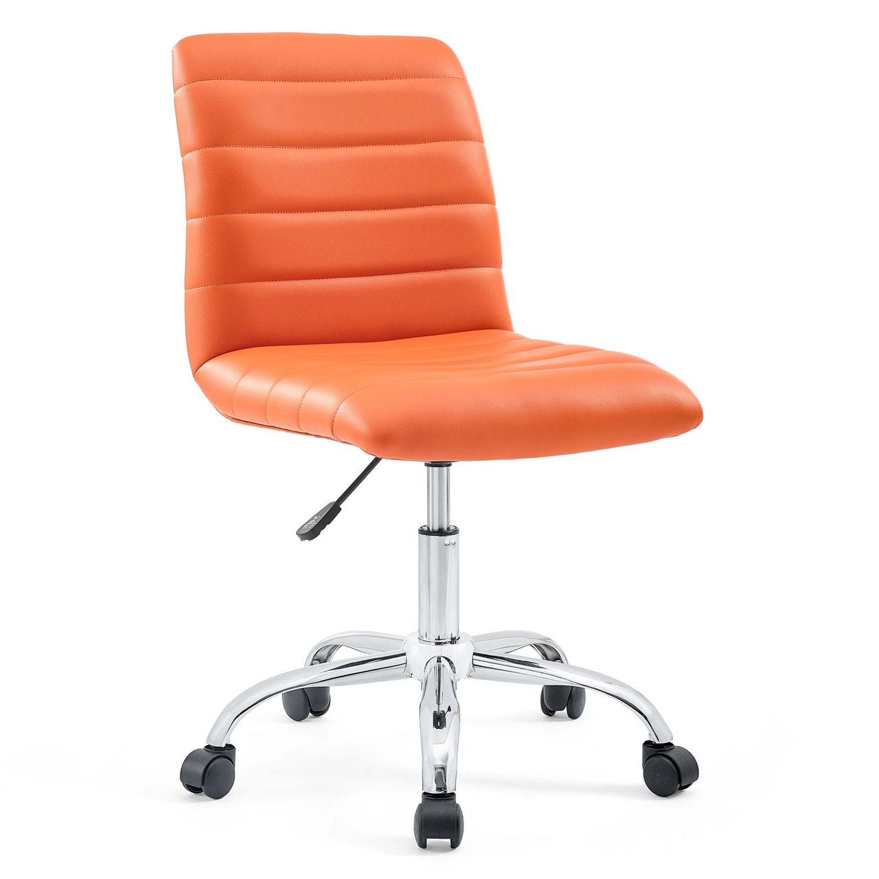 Ripple Armless Mid Back Vinyl Office Chair, Orange