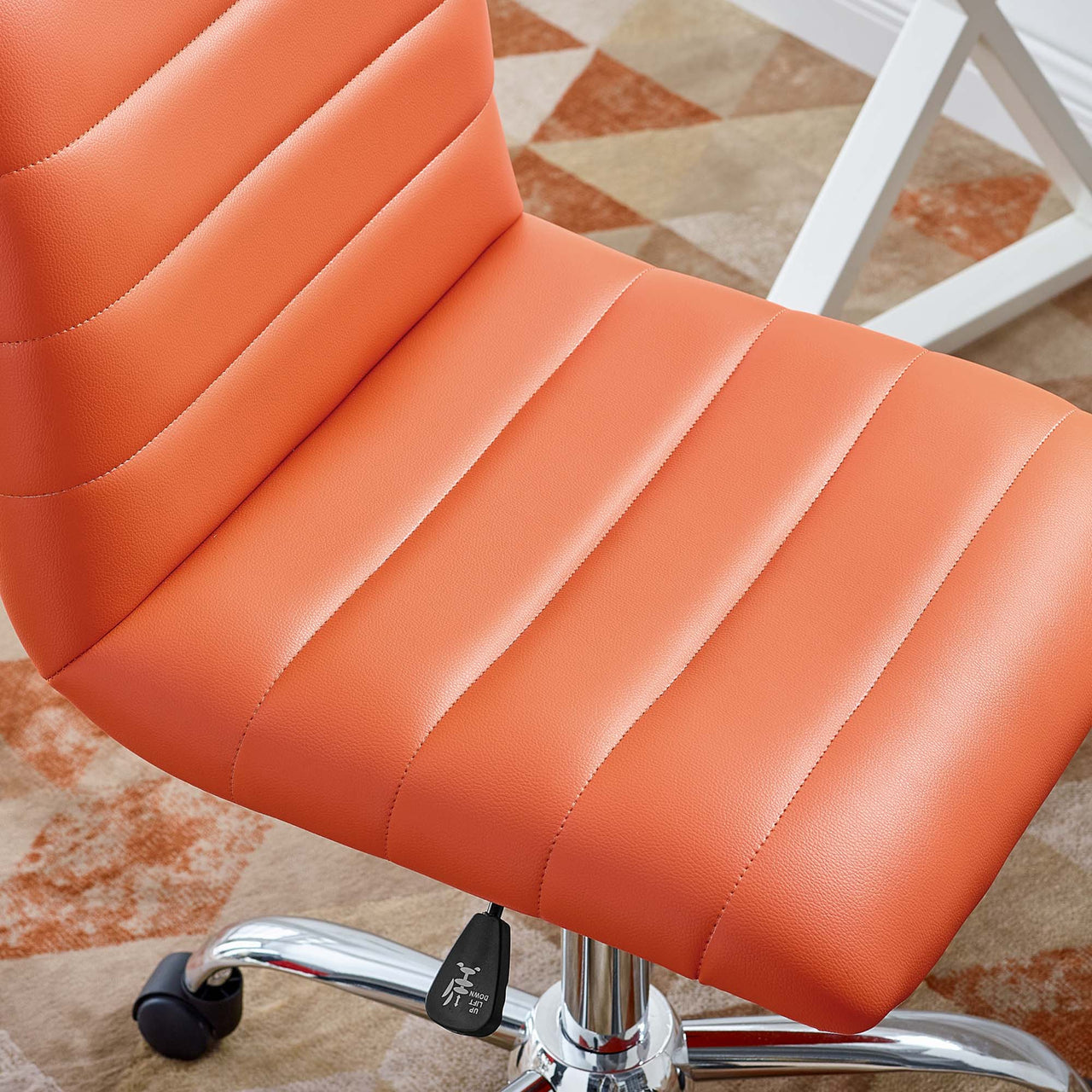 Ripple Armless Mid Back Vinyl Office Chair, Orange