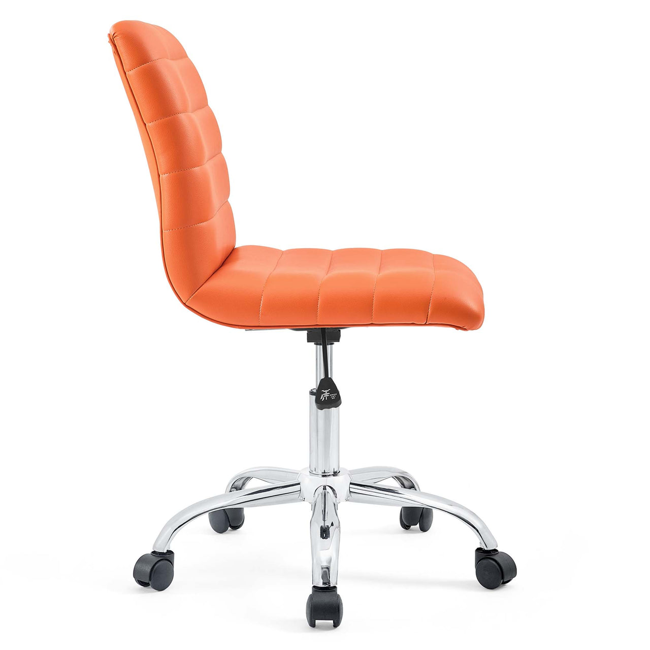 Ripple Armless Mid Back Vinyl Office Chair, Orange