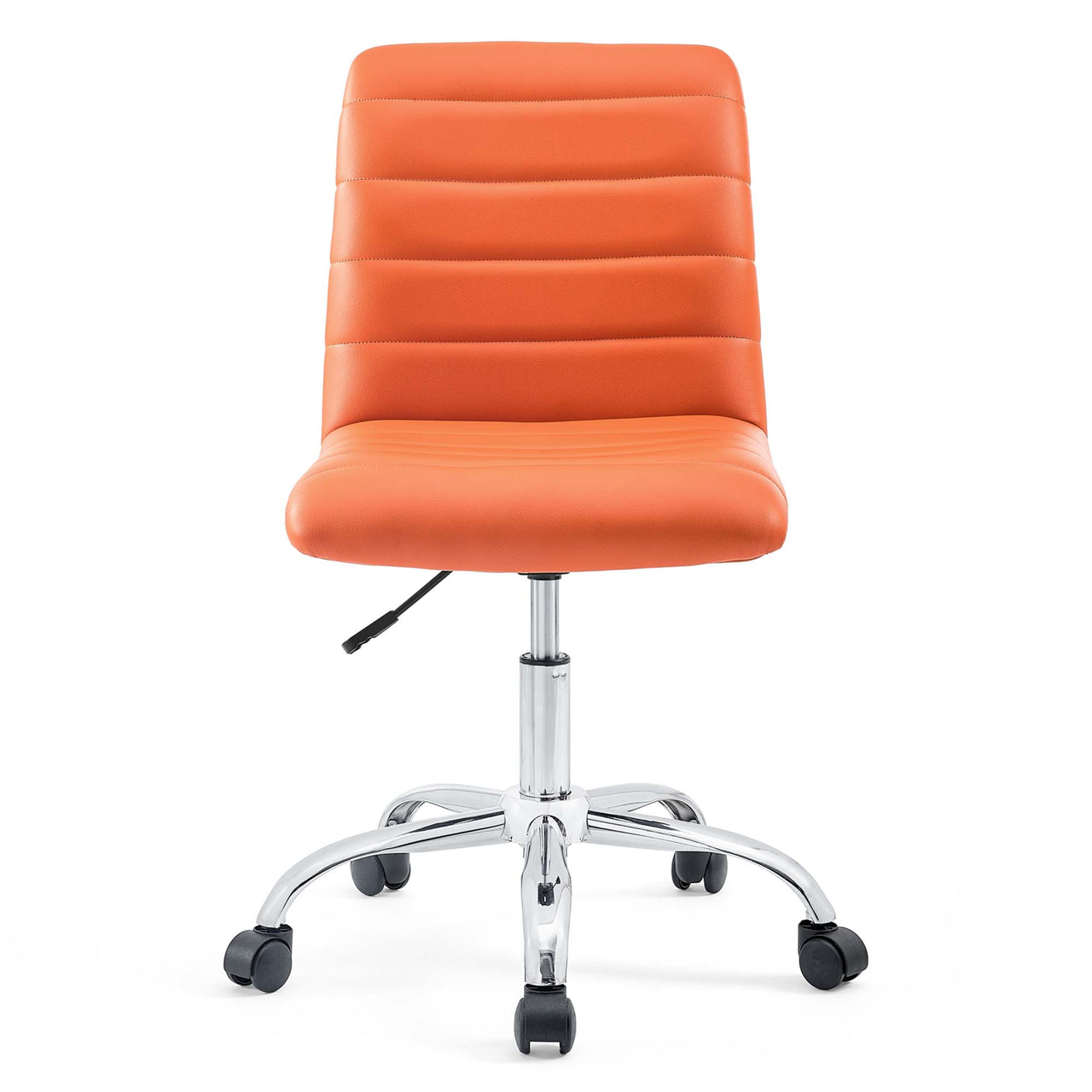 Ripple Armless Mid Back Vinyl Office Chair, Orange