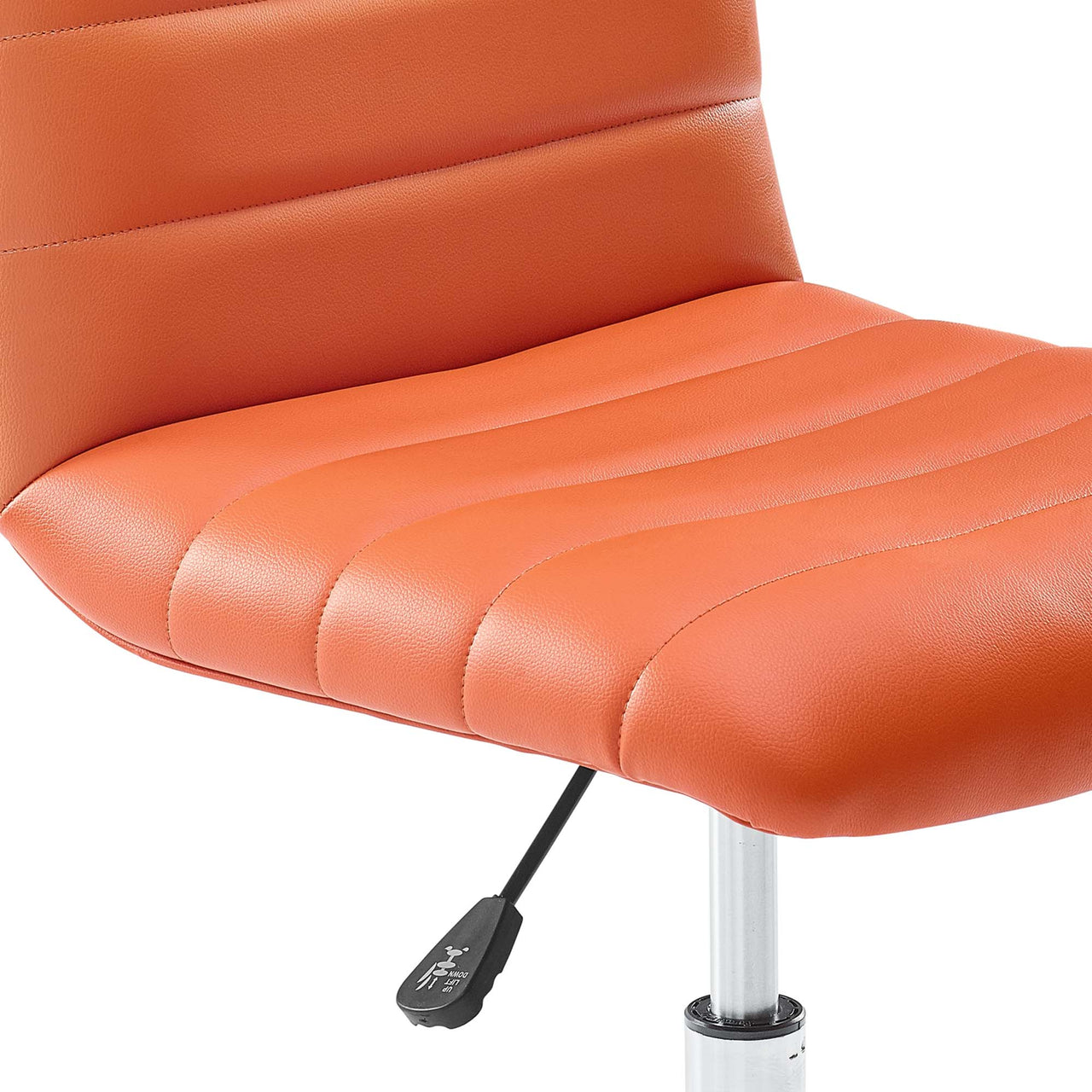 Ripple Armless Mid Back Vinyl Office Chair, Orange