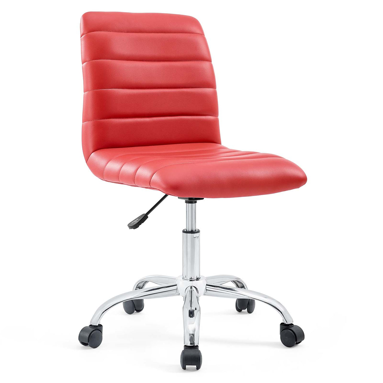 Ripple Armless Mid Back Vinyl Office Chair, Red