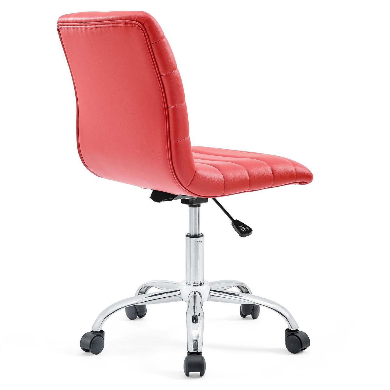 Ripple Armless Mid Back Vinyl Office Chair, Red