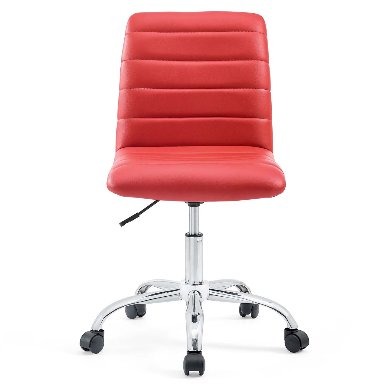 Ripple Armless Mid Back Vinyl Office Chair, Red